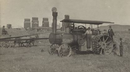 Steve Graycarek's (my maternal grandfather) threshing machine. 1920's.